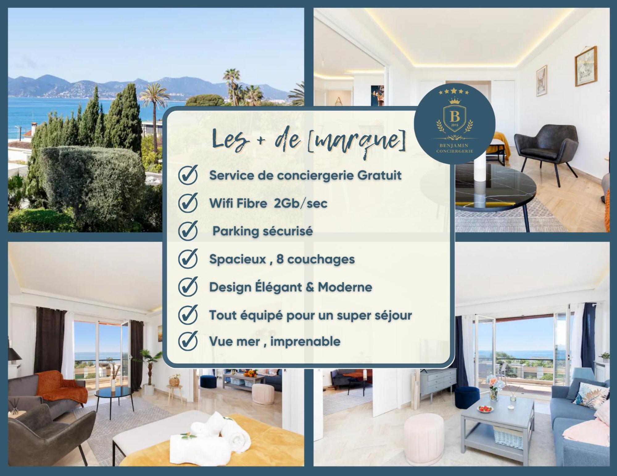 Suite Riviera - Sea View - Clim - 50M Plage - Residence De Standing - Spacieux 180 M2 - Parking Cannes Ngoại thất bức ảnh